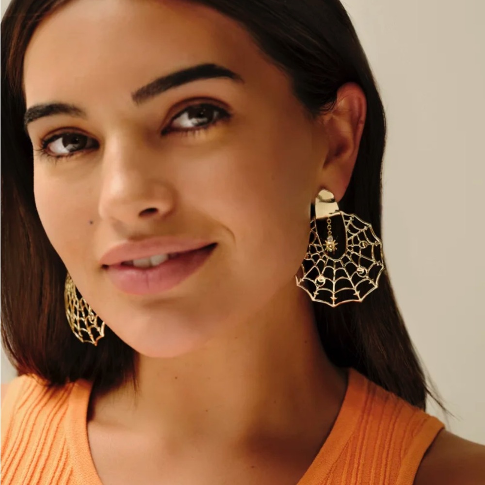 Kendra Scott Spiderweb Gold Statement Earrings